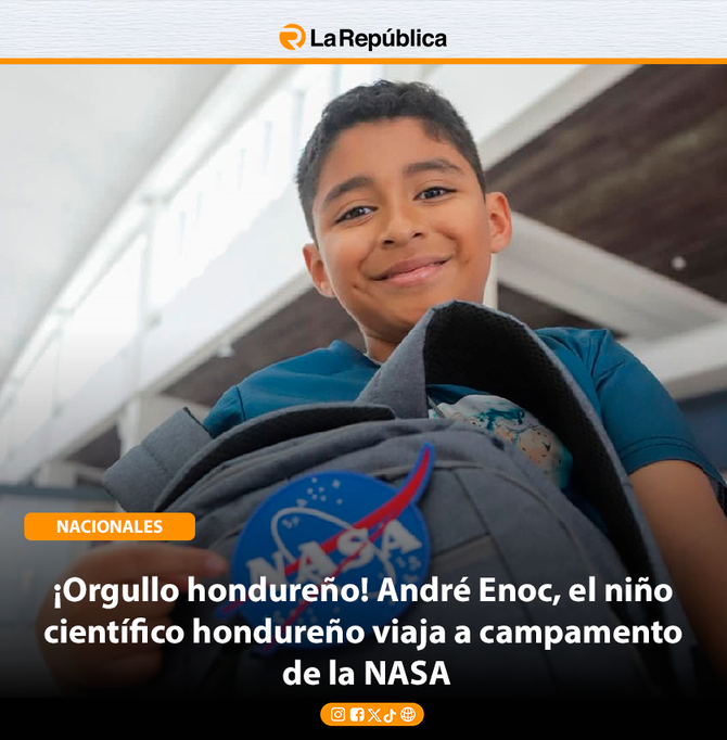 ¡Orgullo hondureño! André Enoc, el niño científico hondureño viaja a campamento de la NASA - Cover Image